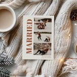 Primera Navidad casada con 3 fotos moderna<br><div class="desc">Primera tarjeta navideña casada con 3 fotos de vacaciones modernas</div>