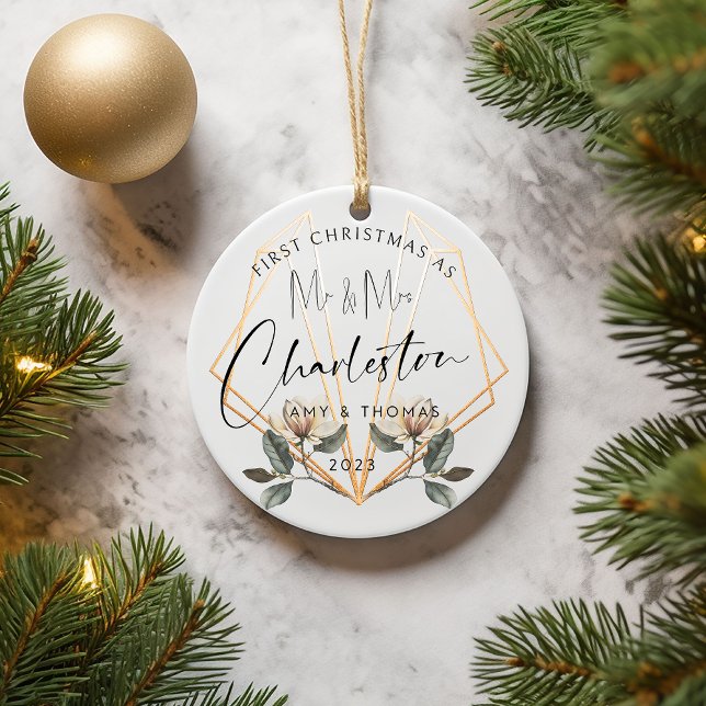 Primera Navidad Casada Ornamento cerámico (visualize your design at home)