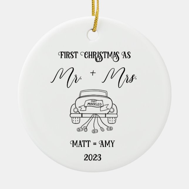 Primera Navidad casada, ornamento personalizado (Frente)