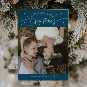 Primera Navidad casada recién casada Foto Verde az