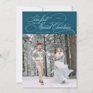 Primera Navidad casada recién casada Foto Verde az