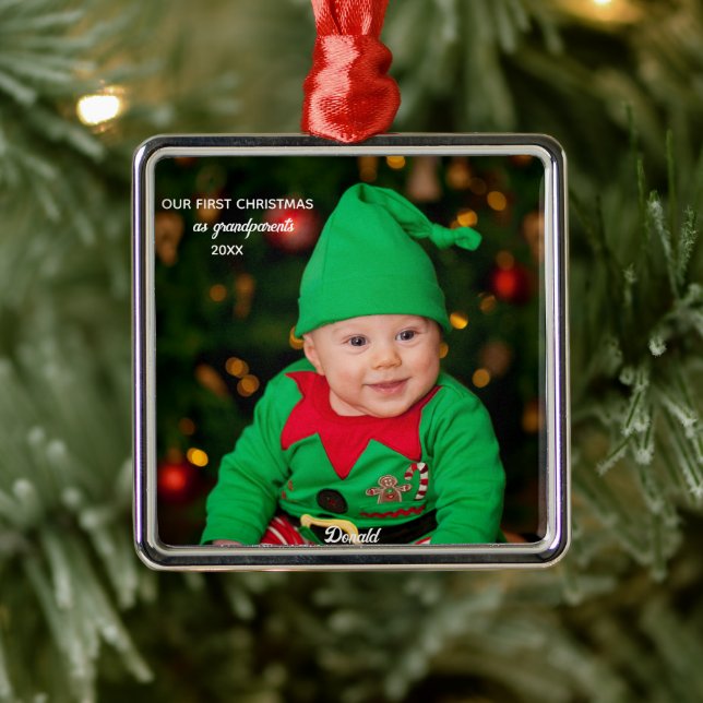Primera Navidad como abuelos - Ornamento Metalizad (Árbol)