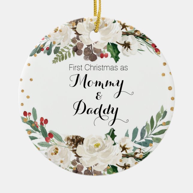Primera Navidad como adorno de mamá y papá (Frente)
