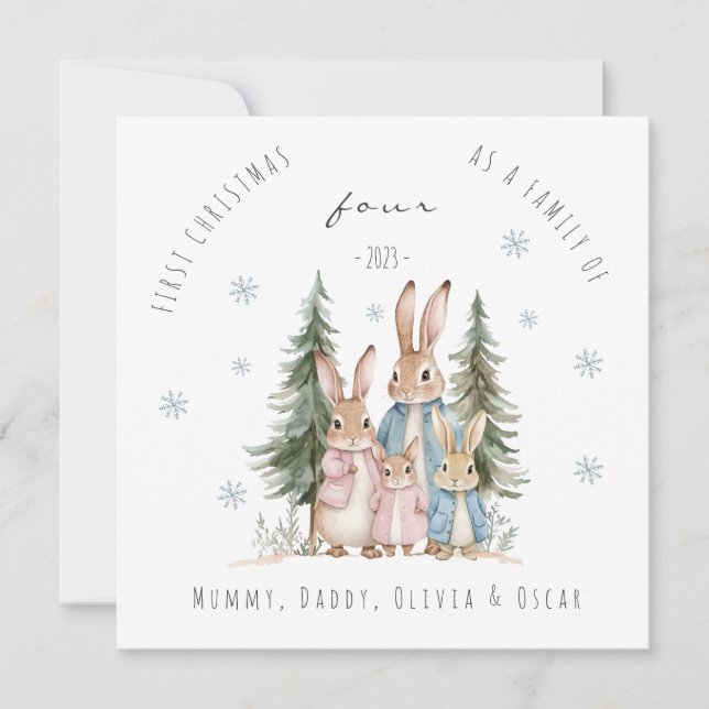 Primera Navidad como familia de cuatro conejos (Anverso)
