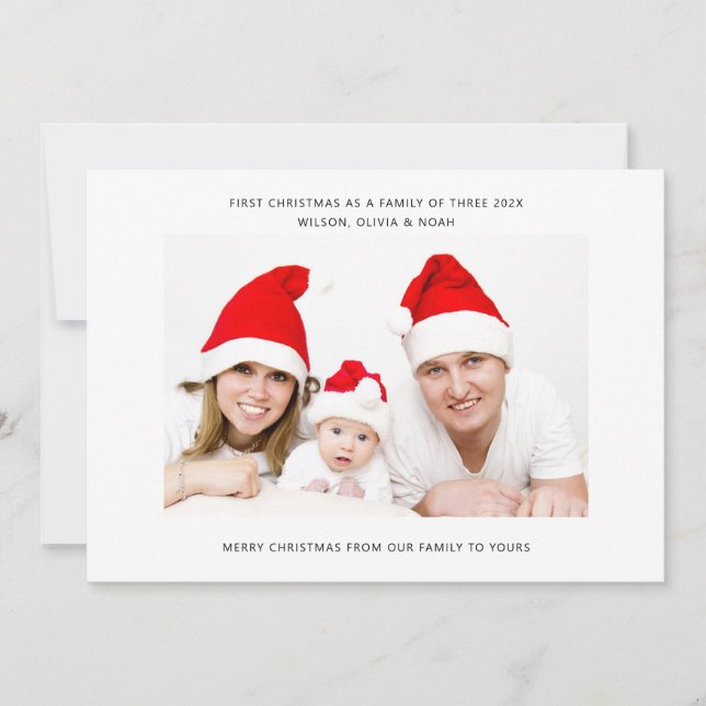 Primera Navidad como familia de tres foto familiar (Anverso)