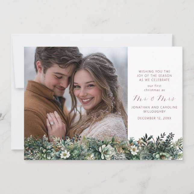 Primera Navidad como Sr. y Sra. Elegant Greenery (Anverso)