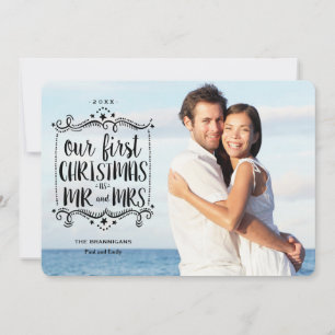 Primera Navidad como tarjeta fotográfica Mr. y Mrs