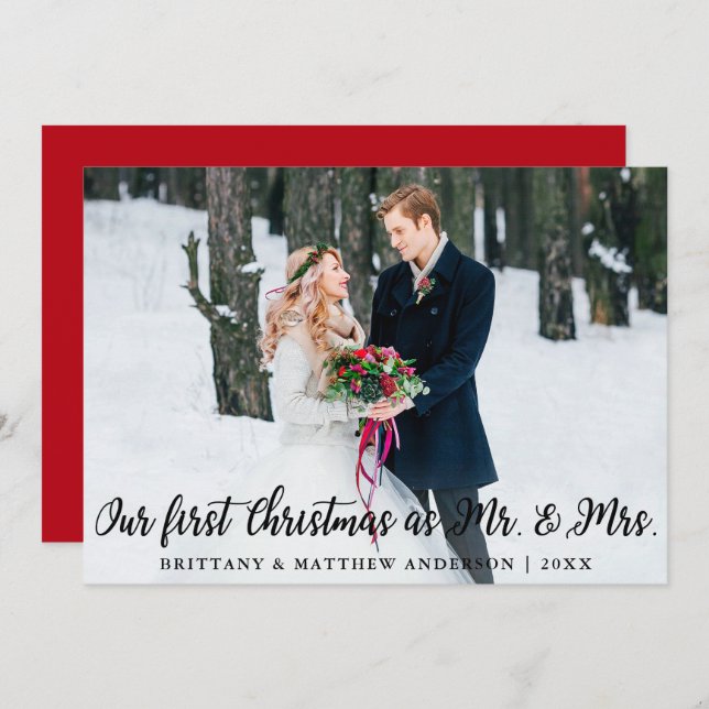 Primera Navidad como tarjeta roja de Mr. y Mrs. Ph (Anverso / Reverso)