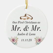 Primera Navidad como un adorno de parejas casadas