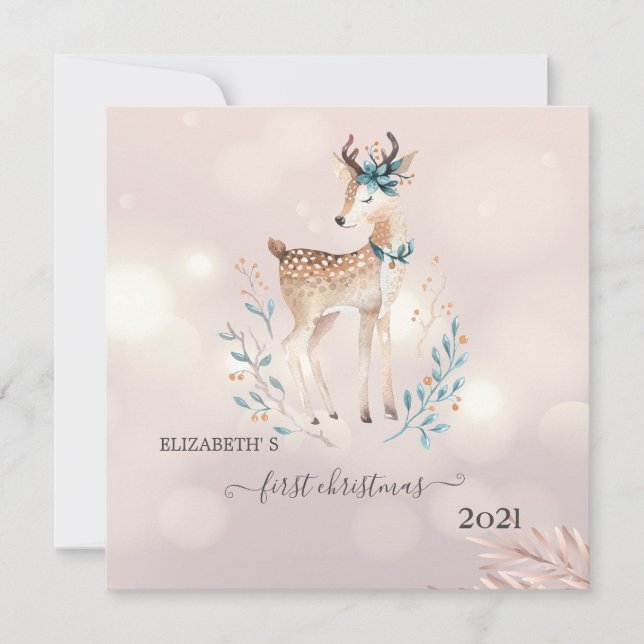 Primera Navidad, Cute Deer Holiday   (Anverso)