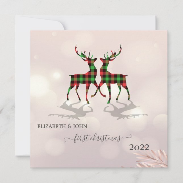 Primera Navidad, Cute Deers Buffalo Plaid (Anverso)