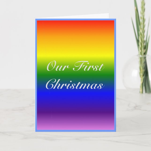 Primera Navidad de la familia LGBT con bandera arc (Anverso)