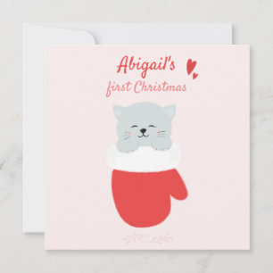 Primera Navidad del bebé - Gatito lindo en una mig