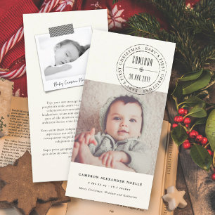 Primera Navidad del bebé sellado de un círculo clá