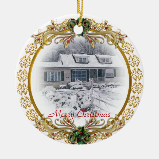 Primera Navidad en el adorno de New Home (Frente)