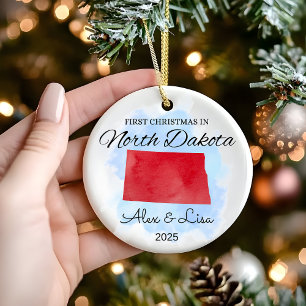 Primera Navidad en el ornamento estatal de Dakota 