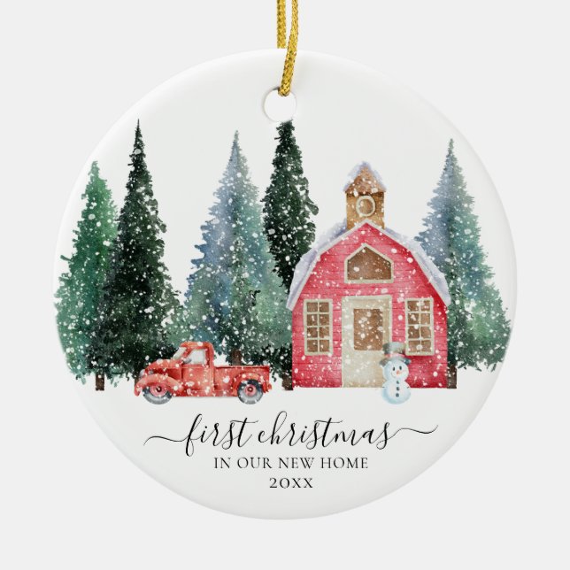 Primera Navidad en nuestro Nuevo Ornamento Domésti (Frente)