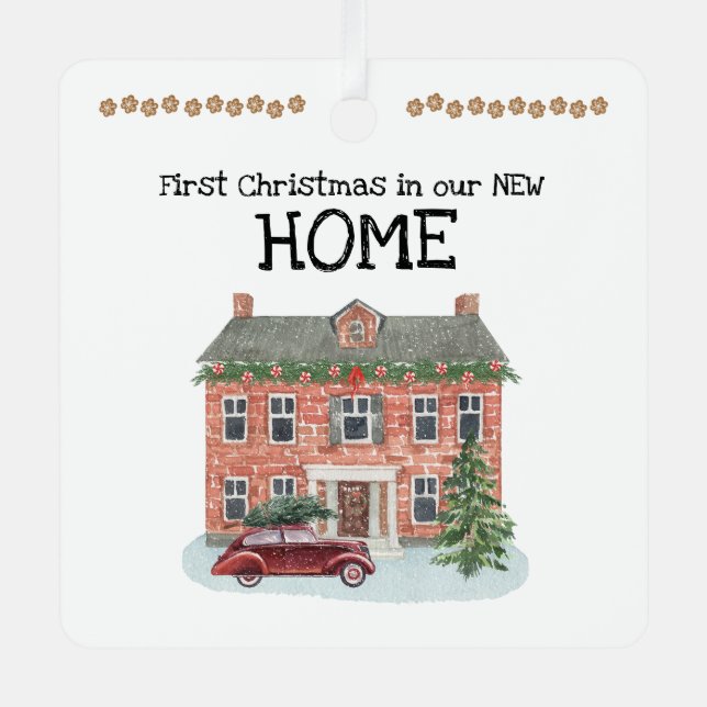 Primera Navidad en nuestro Nuevo Ornamento Domésti (Anverso)