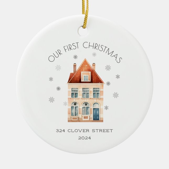 Primera Navidad En Nuevo Ornamento De Fiestas Domé (Frente)