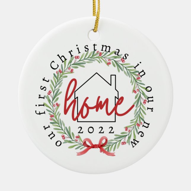 Primera Navidad en Nuevo Ornamento Doméstico (Frente)