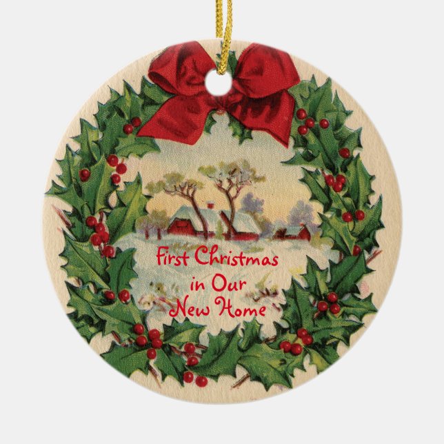 Primera Navidad en Nuevo Ornamento Doméstico (Frente)