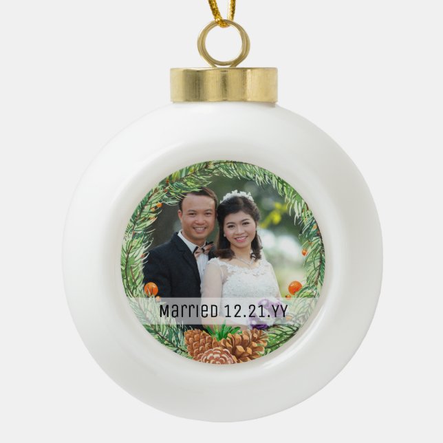 Primera Navidad: FOTO CASADA, decoración de árbol  (Anverso)