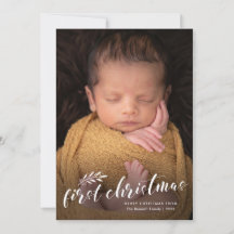 Primera Navidad Foto de bebé manuscrita
