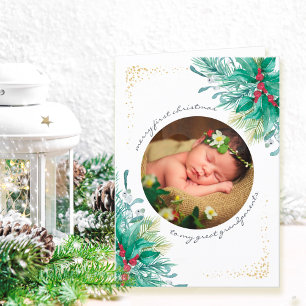 Primera Navidad Holly y Muérdago Foto de bebé Hol