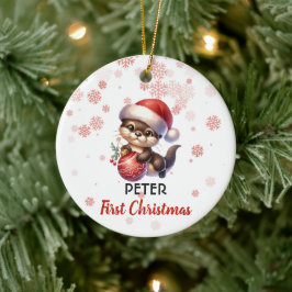 Primera Navidad lindo ornamento bebé Otter