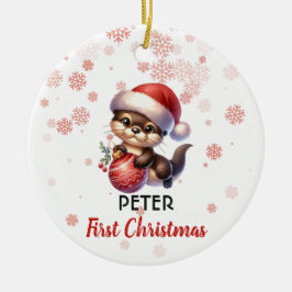 Primera Navidad lindo ornamento bebé Otter