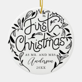 Primera Navidad Pareja Casada Ornamento cerámico