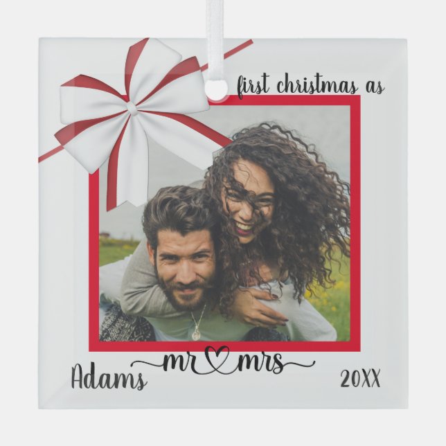 Primera Navidad Personalizado casada Ornamento de  (Anverso)