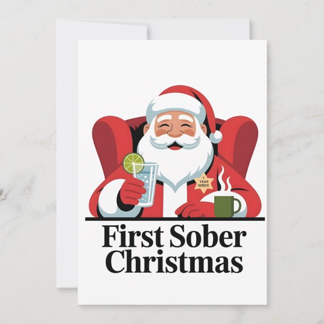 Primera Navidad sobrio Santa Sobriedad Navidad (Anverso)