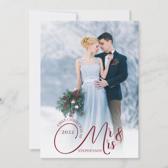 Primera Navidad Sr. y Sra. 2 Foto Su Saludo (Anverso)