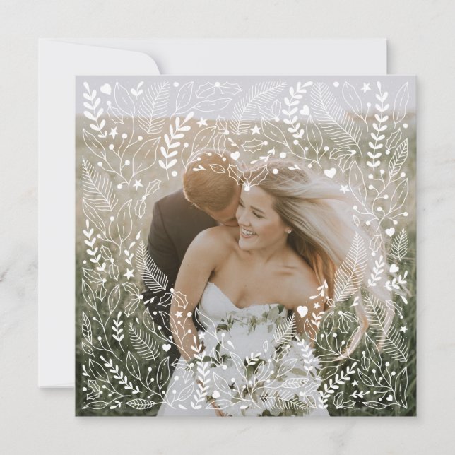 Primera Navidad Sr. y Sra. Doodle Floral Heart (Anverso)