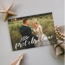 Primera Navidad Tarjeta de Boda con Foto Escrita a