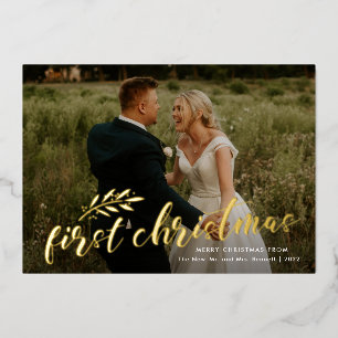 Primera Navidad Tarjeta de Boda con Foto Escrita a