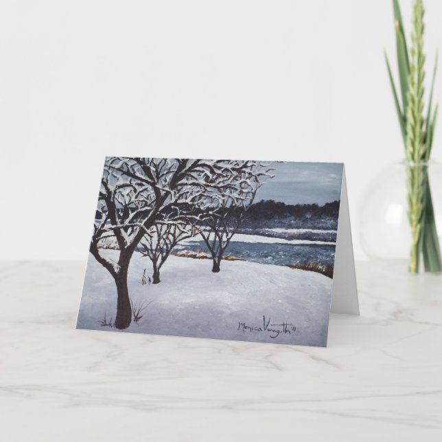 Primera nieve en la tarjeta de felicitación de (Anverso)