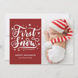 Primera Nieve Mano Letra Rojo Primera Navidad
