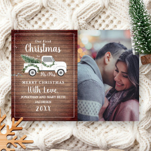 Primera Pareja de Navidad Casada Camión Madera Fot