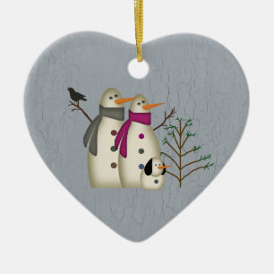 Primera pareja de nieve de Navidad y adorno de per