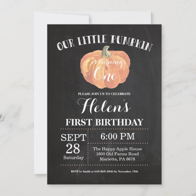 Primera pizarra de la invitación del cumpleaños de (Anverso)