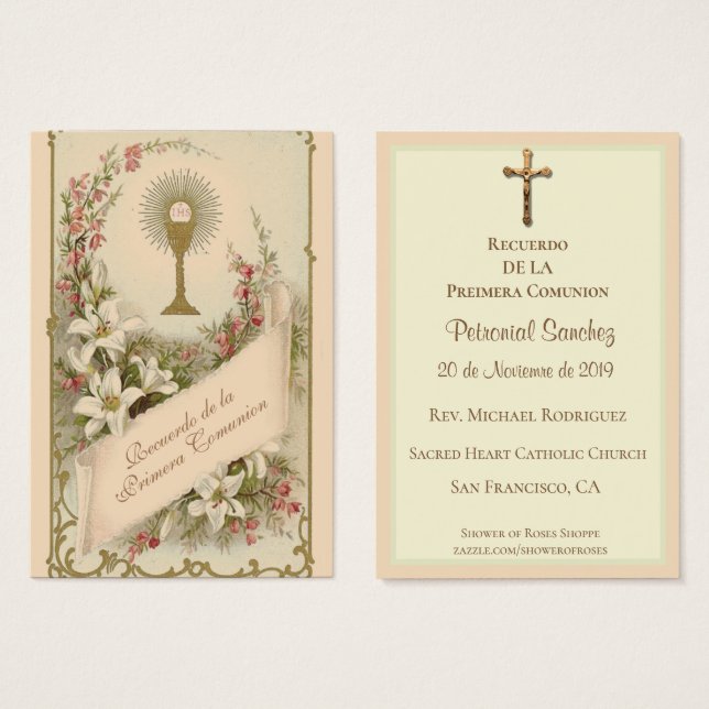 Primera Santa Comunión Española Católica Religiosa (Anverso y reverso)
