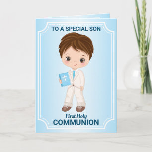 Primera Santa Comunión para la tarjeta de saludo d