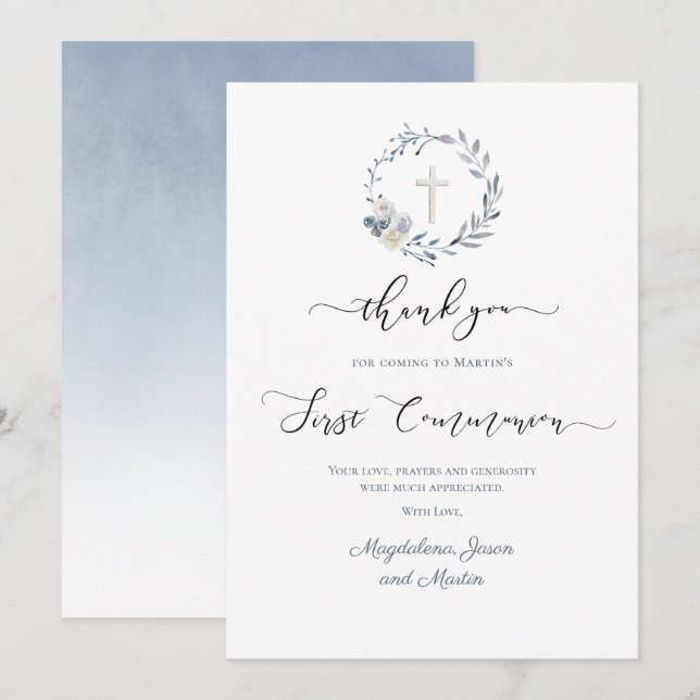 Primera tarjeta de agradecimiento de la Santa Comu (Anverso / Reverso)