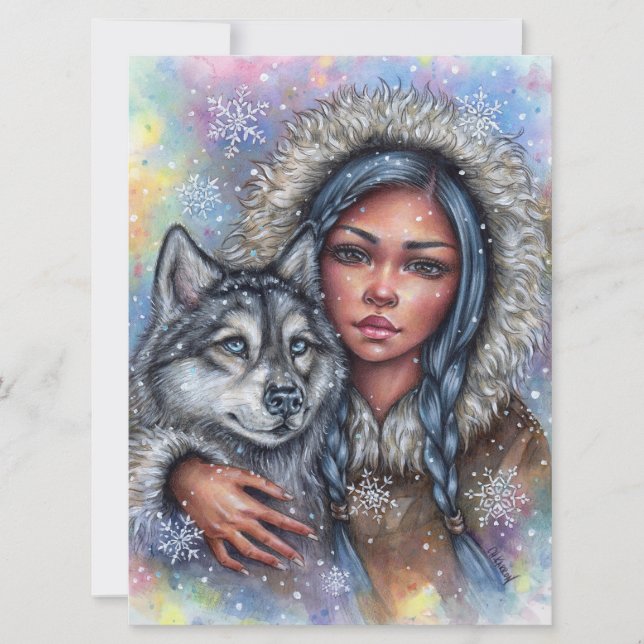 Primera tarjeta de arte de nieve Husky mejor amigo (Anverso)