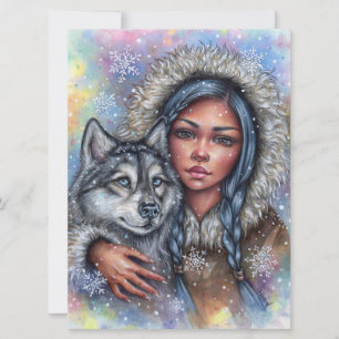 Primera tarjeta de arte de nieve Husky mejor amigo