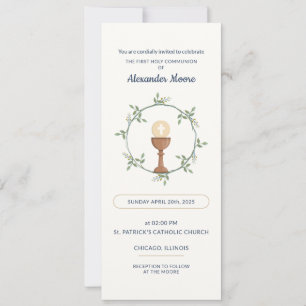 Primera Tarjeta de Comunión - Guirnalda Botánica y