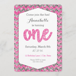 Primera tarjeta de cumpleaños del purpurina gris