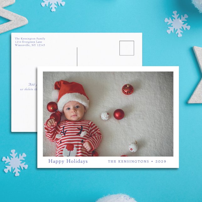 Primera tarjeta de foto del Personalizado de Navid (Baby’s First Christmas Custom Photo Postcard)
